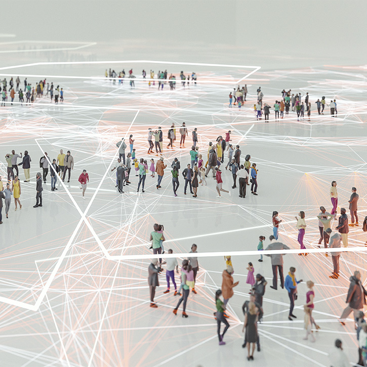 people and modern technology connection